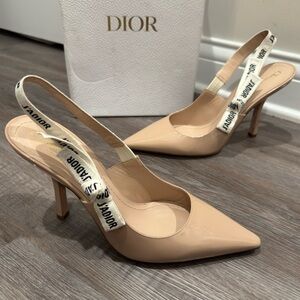 Dior J’Adior Nude Patent Leather Slingback Heels